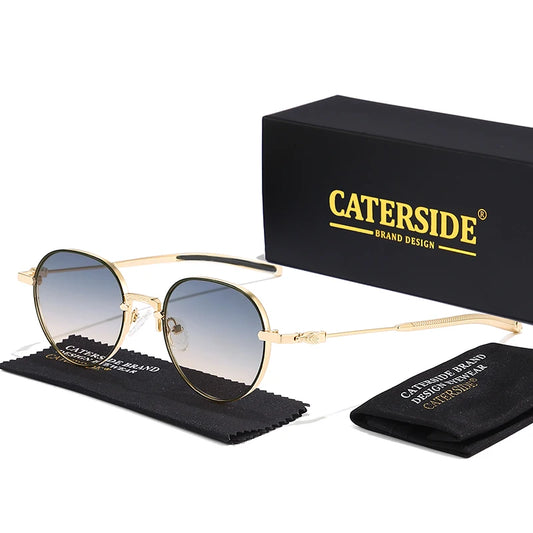 CATERSIDE Classic Retro Round Sunglasses Men's Small Frame Metal Luxury Brand Design Women's Sun Glasses Travel Party Punk Style