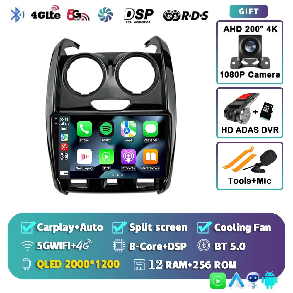 For Renault Duster Dacia Duster 2015 - 2021 For LADA Largus 2021 Android 15 12+256GB Car Radio Carplay Auto Multimedia Stereo 4G