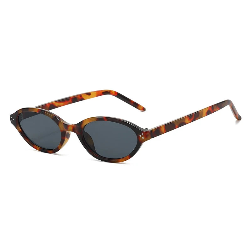 JNPCXI New Fashion Small Oval Sunglasses Women Ins Popular Retro Rivets Men Candy Color Punk Sun Glasses Clear Lens Frame UV400
