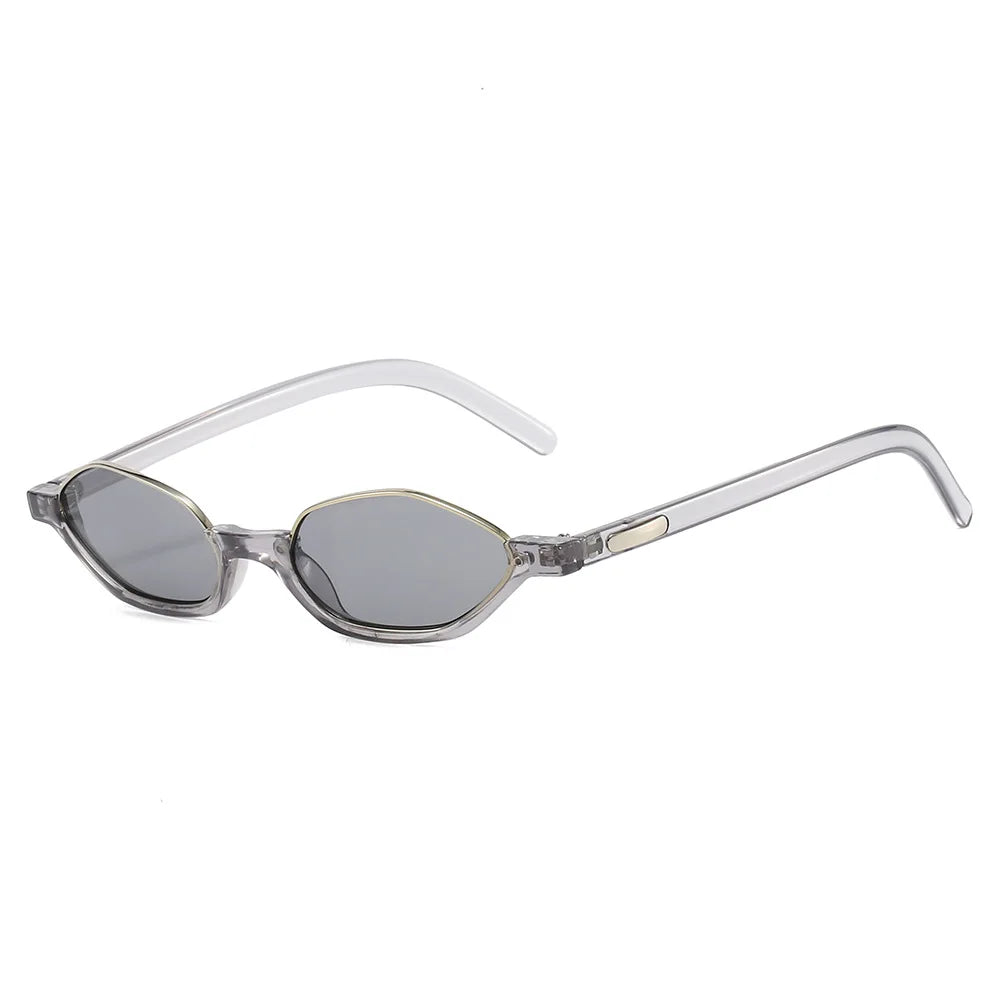 JNPCXI New Semi-Metal Polygon Cat Eye Women Orange Sunglasses Fashion Candy Color Shades UV400 Men Sun Glasses