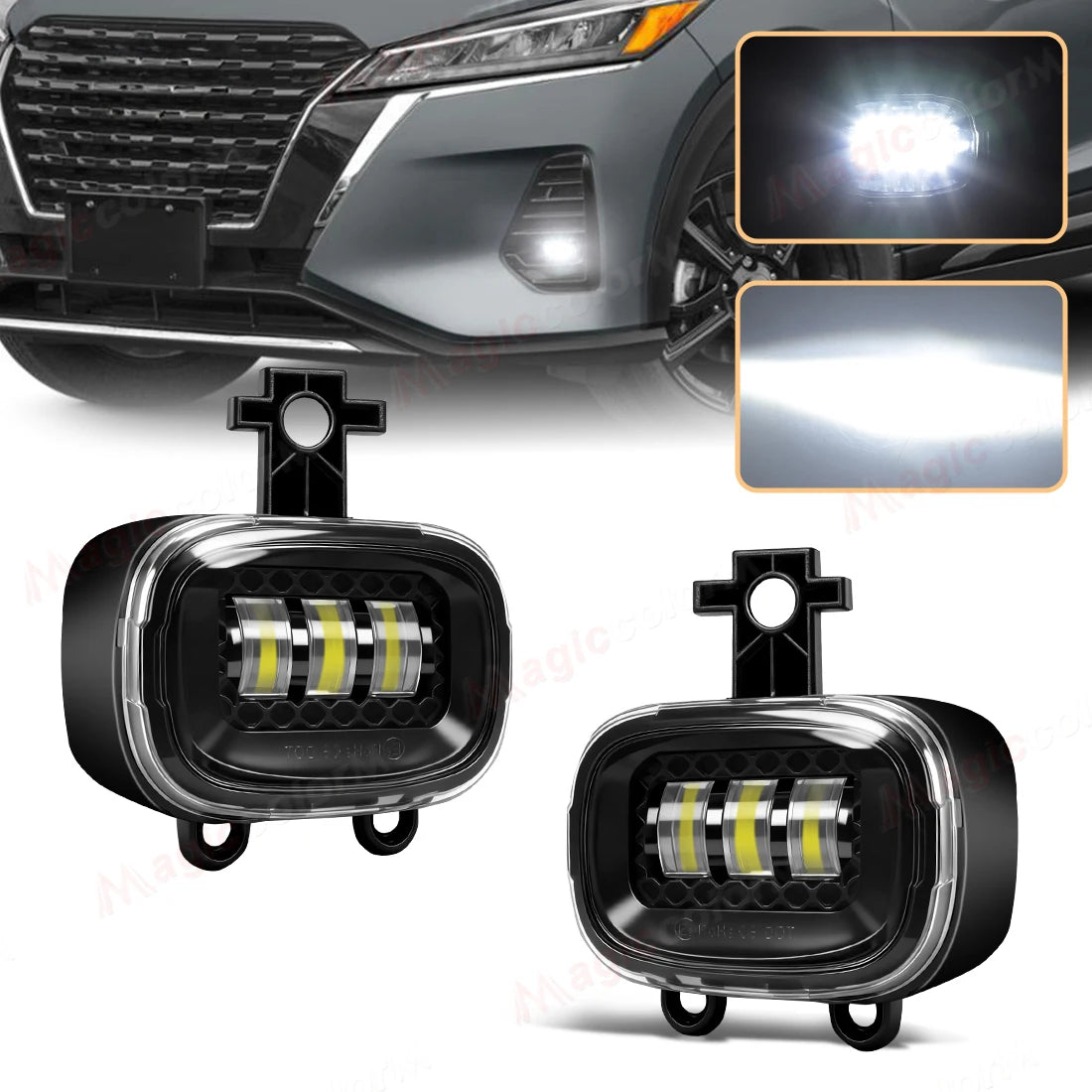 2PCS LED Fog Lamps For Nissan NAVARA NP300 X-trail Xtrail Rogue Kicks Juke F16 MK2 2020 2021 2022 Car DRL Daytime Running Light
