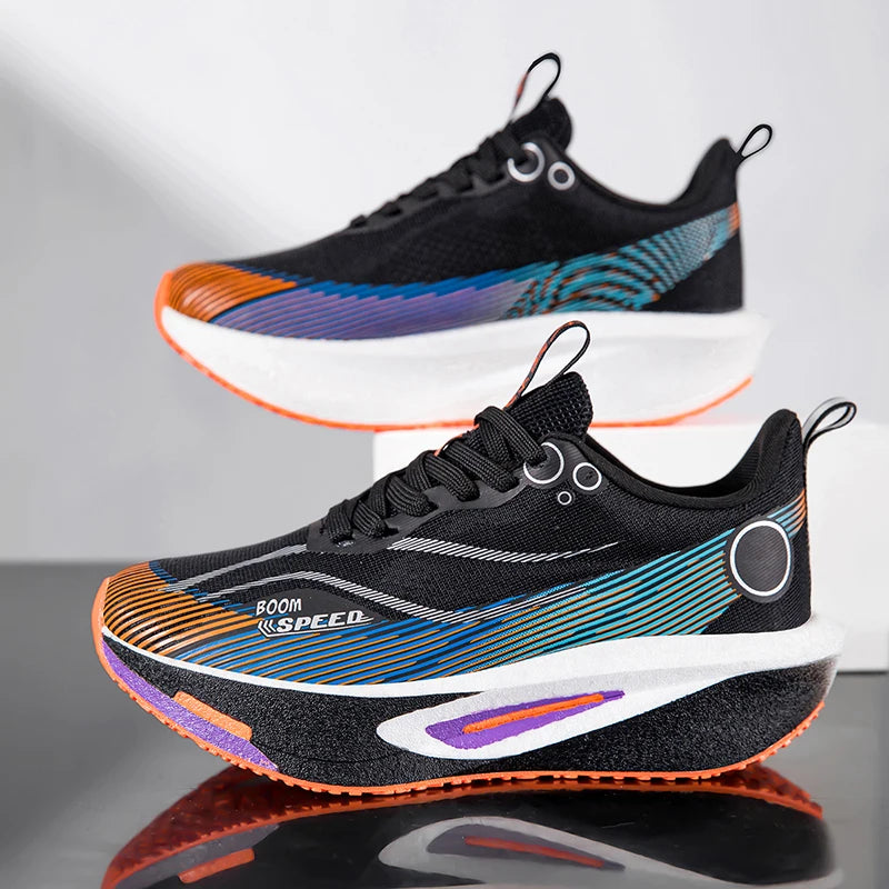 Running Shoes Carbon Board Speciality Marathon Men Sports Reticular Breathable Lightweight Women's Athletic Nonskid Sneakers