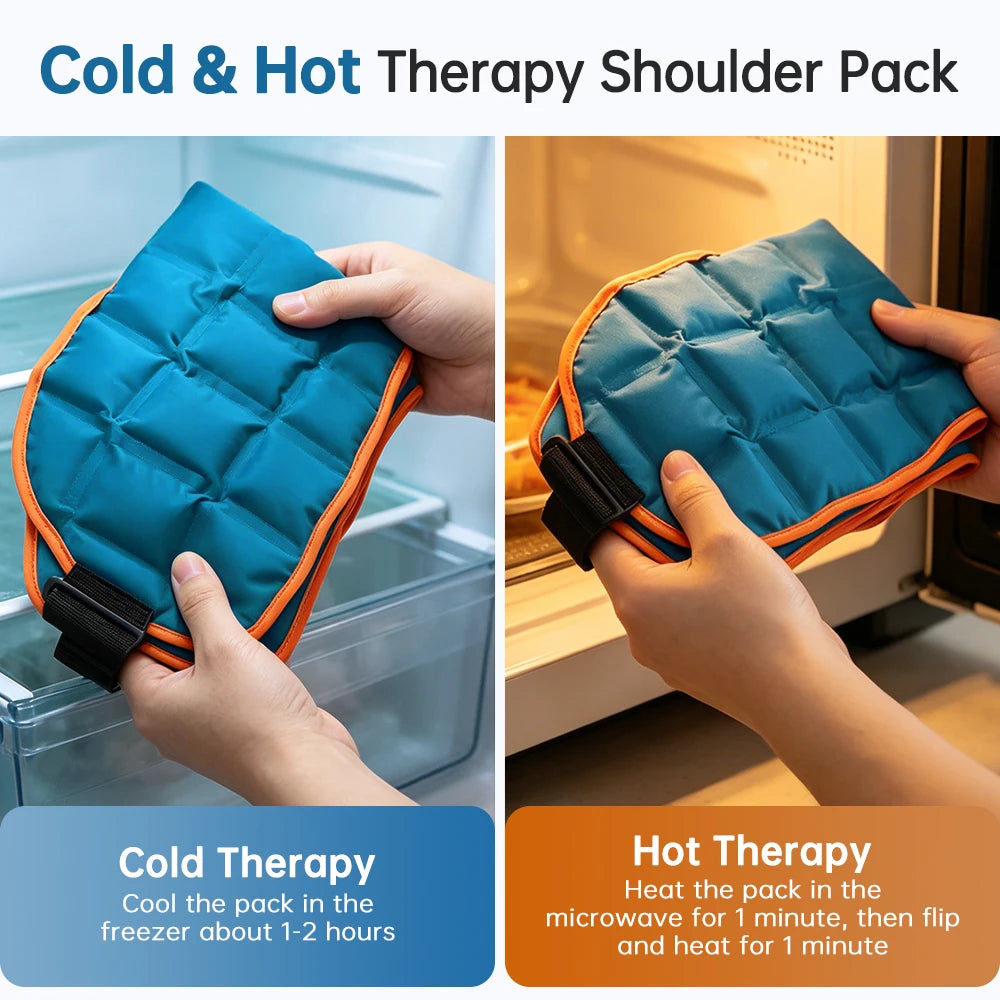 Shoulder Brace Belt Self-absorbing Water Reusable Ice Pack Shoulder Hot & Ice Compress Pad for Pain Relief Sports Injuries Care