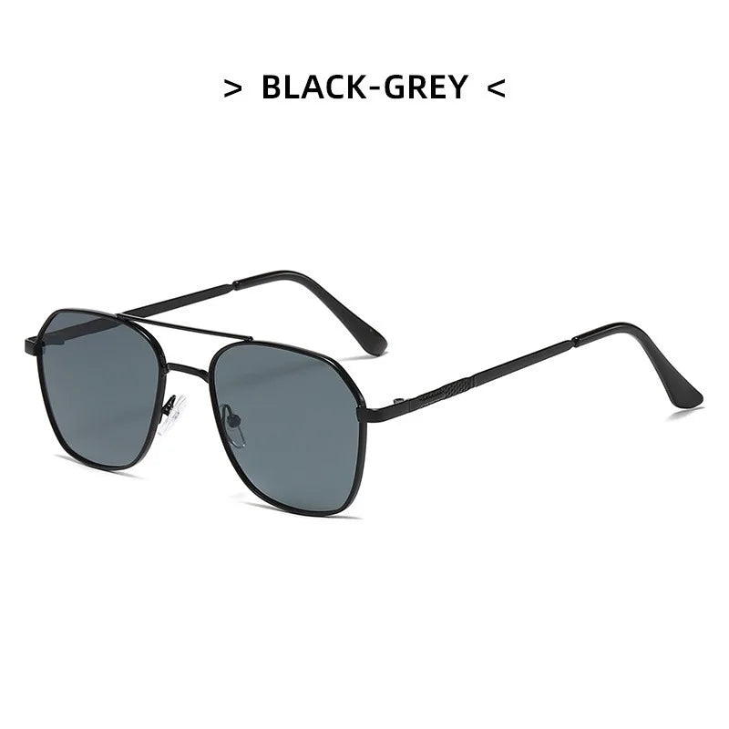 Metal Frame Square Sunglasses Chic UV Protection Double Beam Double Beam Sunglasses Fashionable Square Lens Metal Sunglasses
