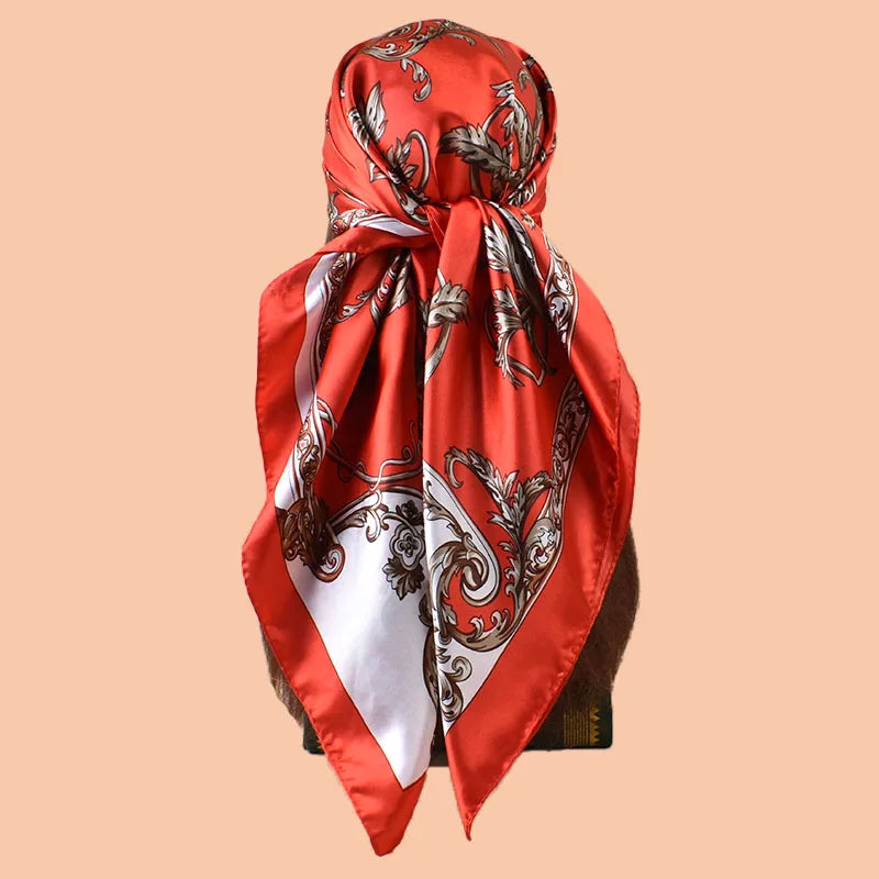 1PC Women's Fashion Satin Square Scarf 90x90inch Multi-use Beach Headscarf Hair Towel Party Accessory Top Quality