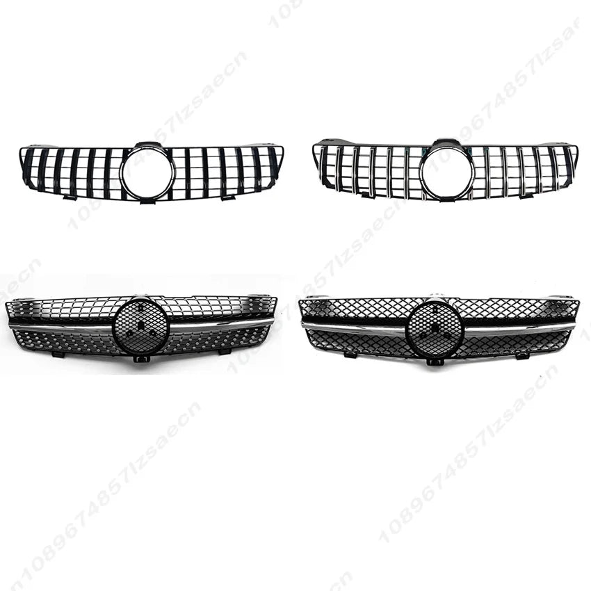 Chrome Silver Diamonds Style Bumper Grille For Mercedes Benz CLS-Class W219 CLS350 CLS500 2009-2011 AMG GTR Style Hood Grilles