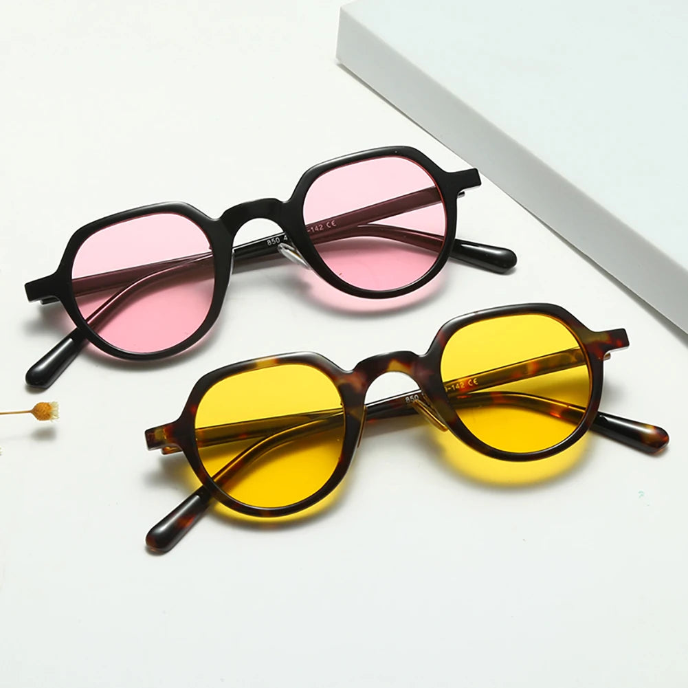 JNPCXI New Fashion Round Sunglasses Women Ocean Lens Leopard Blue Eyewear Men Trending Rivets Punk Sun Glasses