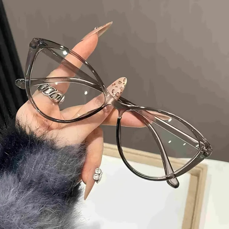 Cat Eye Fashion Glasses Transparent Lenses Women's Decorative Eyewear Stylish for Daily Wear
