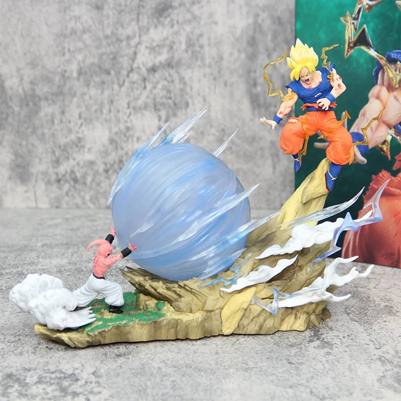 9" Dragon Ball Z Buu Boubou vs Goku Model Super Saiyan Genki Bomb Action Figure