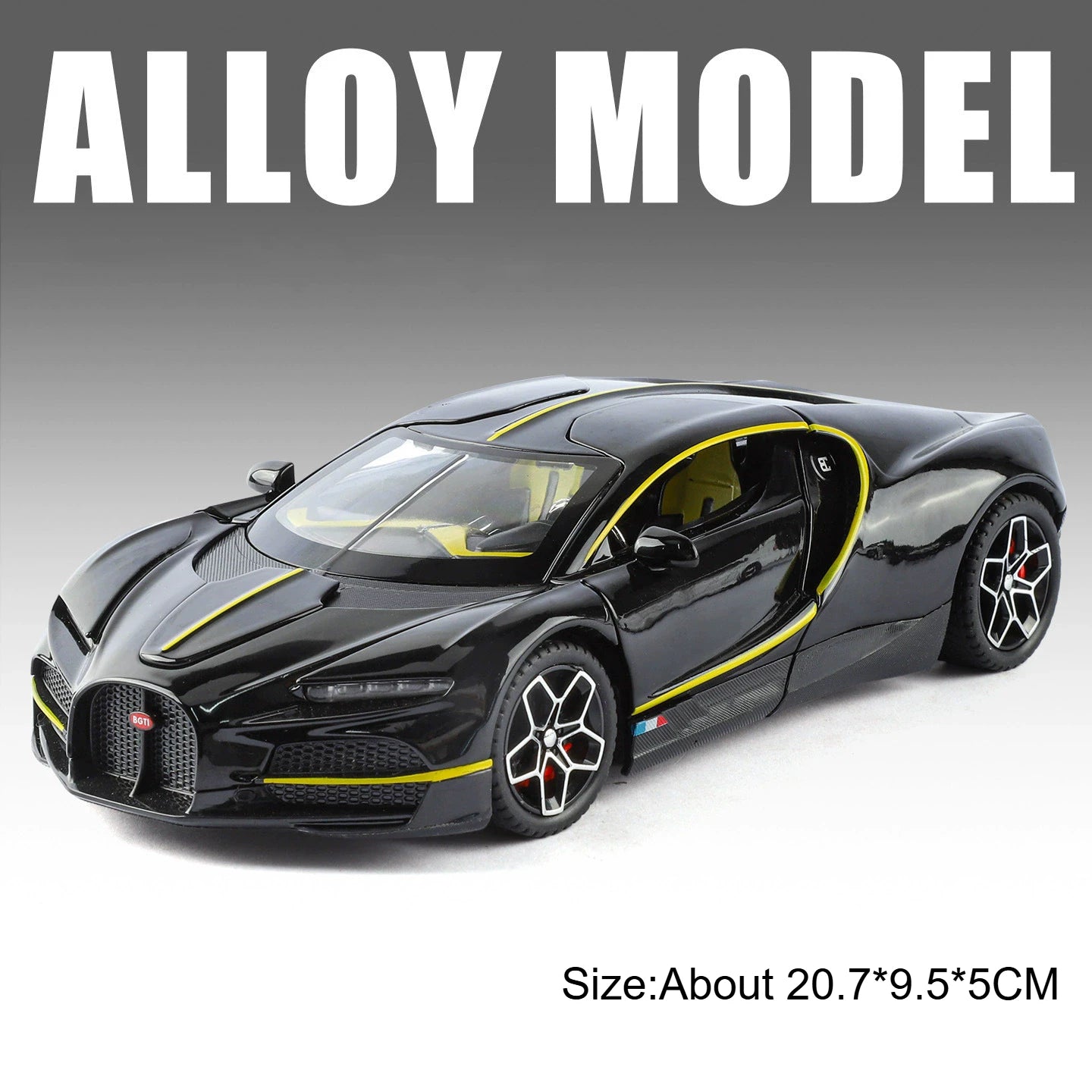 1:24 Chiron Tourbillon Miniature Model Alloy Diecast Car Toy Doors Opened with Sound Light Pull Back Sportscar Festival Surprise
