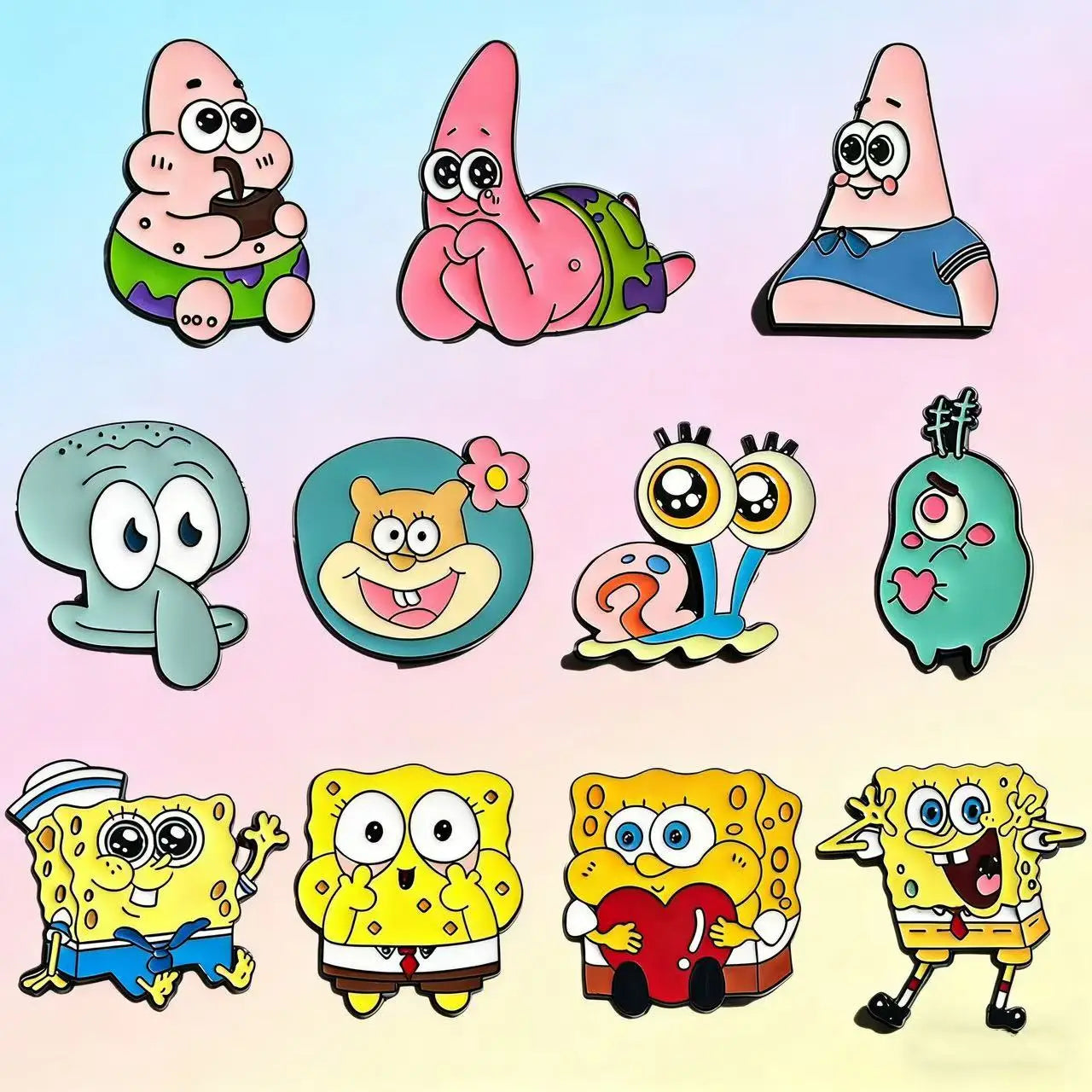 11 PCS Cartoon Anime Enamel Pins Set Funny Animation Good Friend Metal Brooch Badges Jewellery Accessories for Gifts