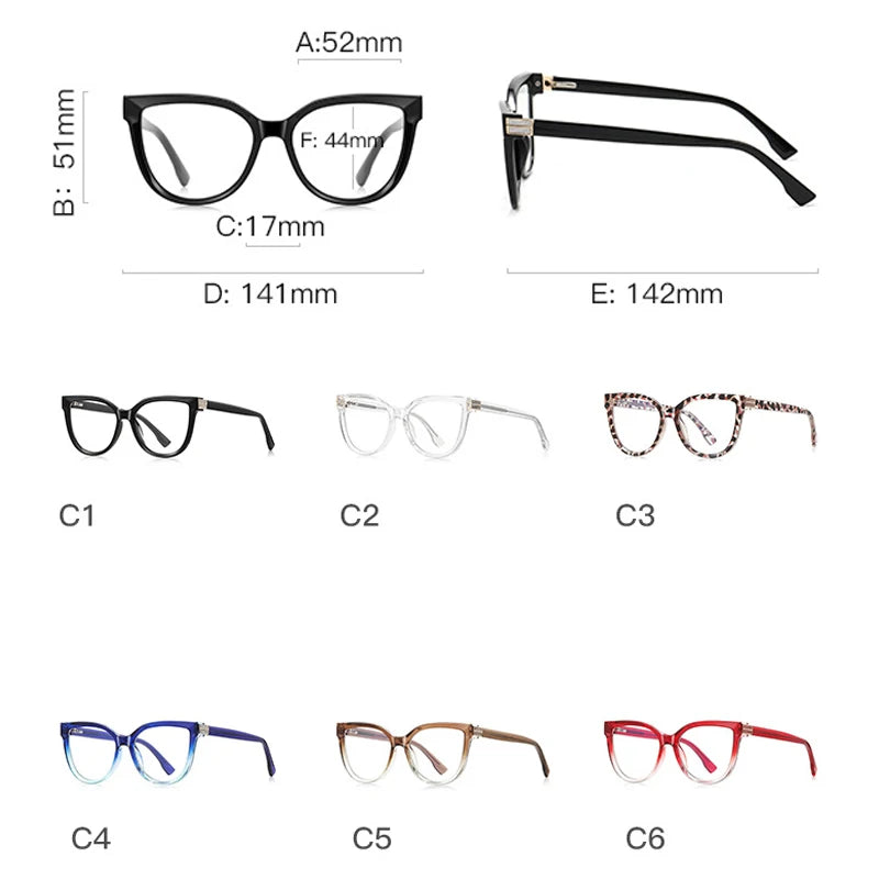 JNPCXI New Cat Eye Flower Anti-Blue Light Reading Glasses Women Customizable Prescription Myopia Lenses
