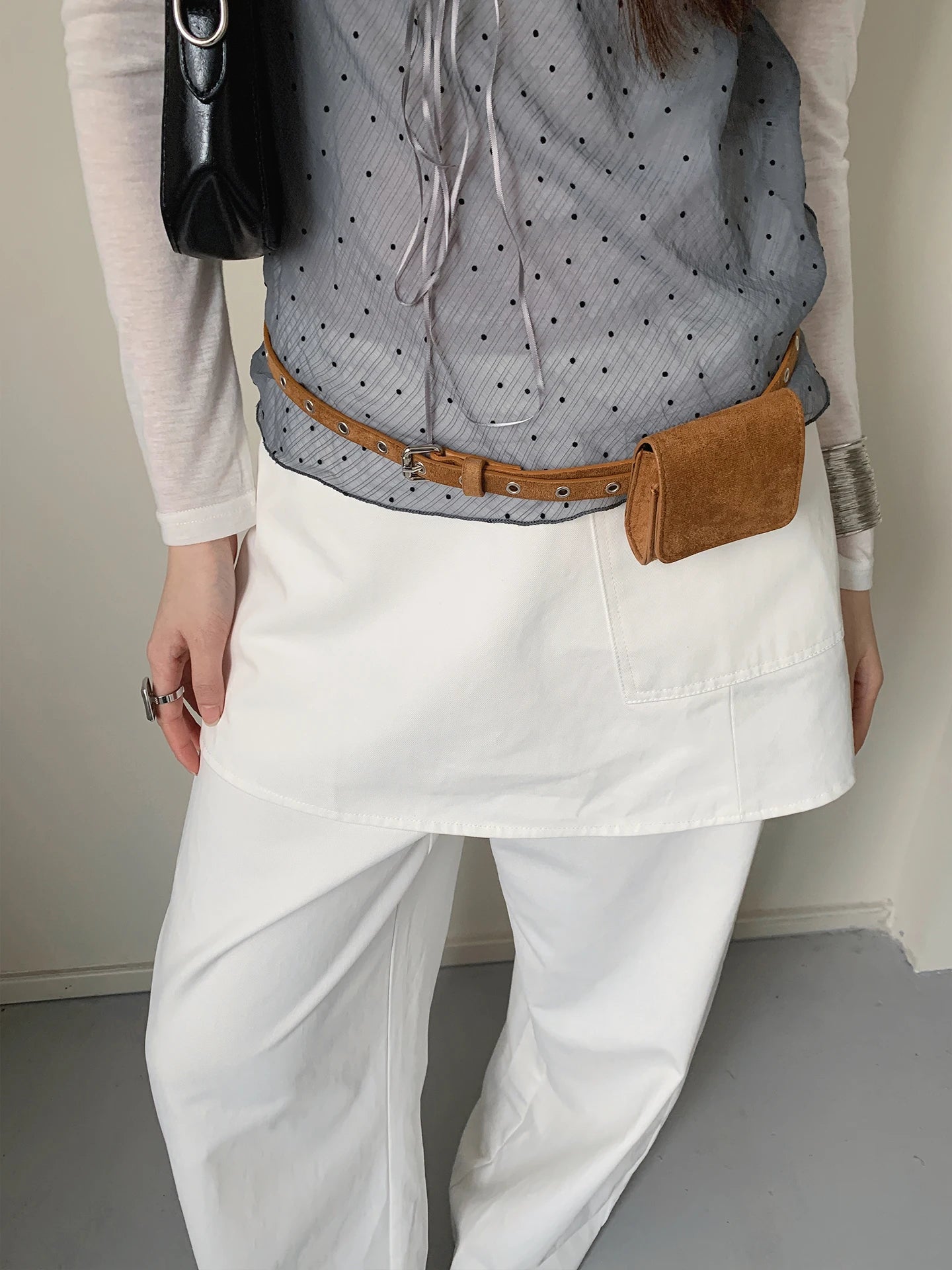 American Retro Suede Belt Waist Pack Decoration Niche Match Skirt Jeans Accessories Korean Style Belt