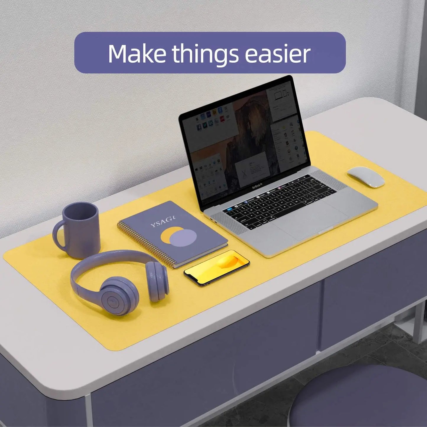Large Mouse pad for Desk, Leather Desk Pad Large for Keyboard and Mouse,Dual-Sided Mouse Mat for Office/Home