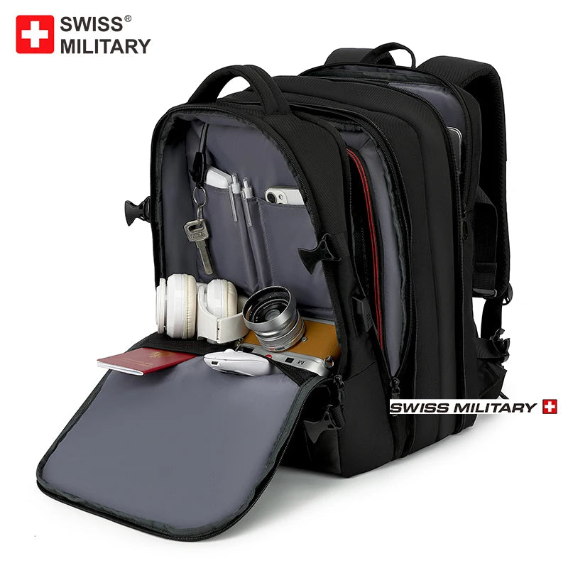 SWISS MILITARY Expandable Men Backpack Waterproof 15.6in Travel Laptop Backpack