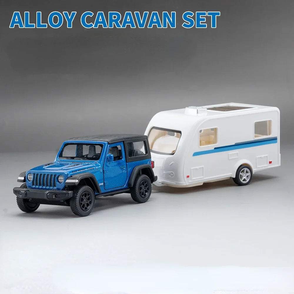 1/36 Car Toys Model  Land Rover Defender Range Rover F150 Alloy Diecast Mounted RV Doors Opened Rubber Tires Vehicles Kids Gifts
