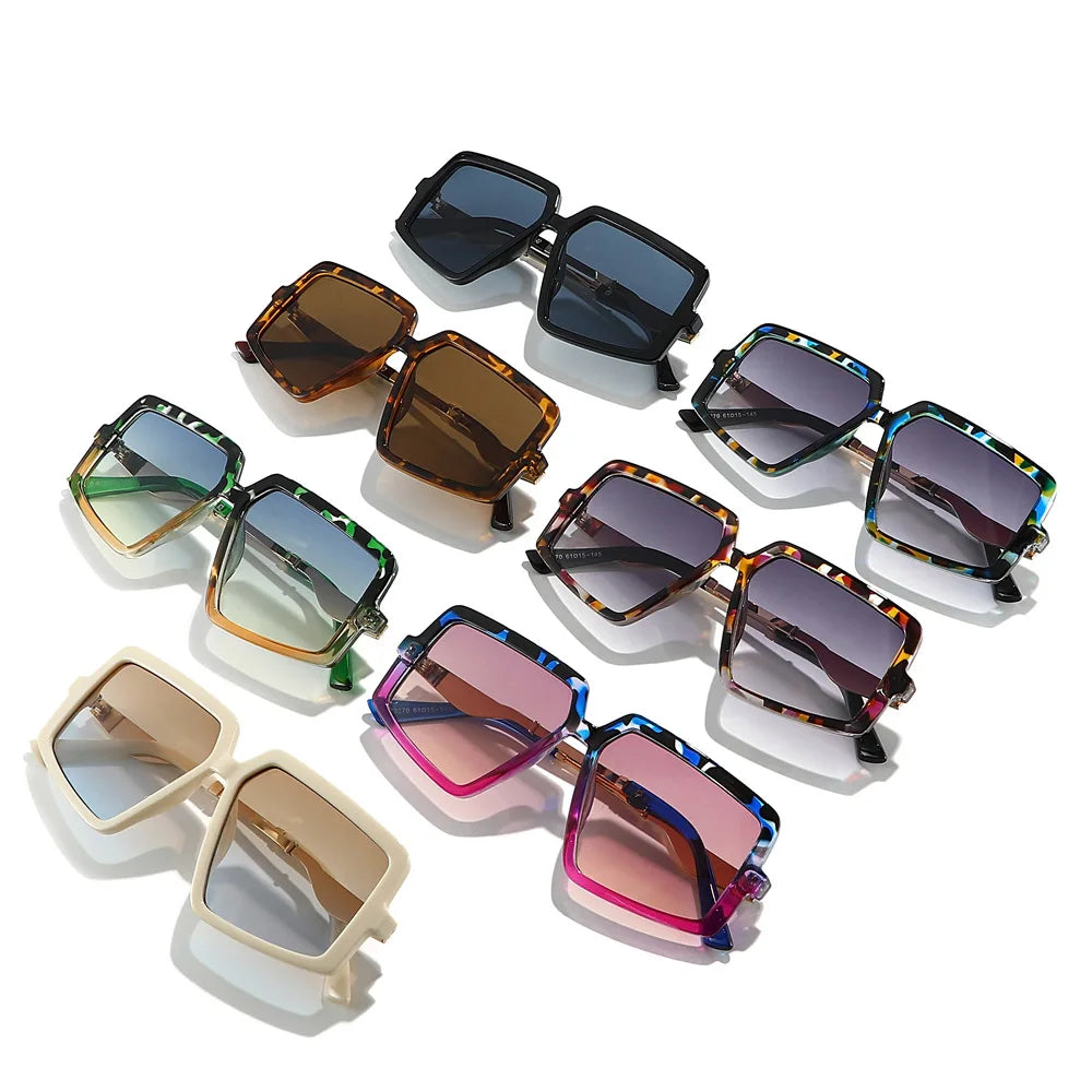 JNPCXI New 2026 Square Sunglasses Women Fashion Gradient UV400 Retro Rivets Candy Color Trending Men Sun Glasses