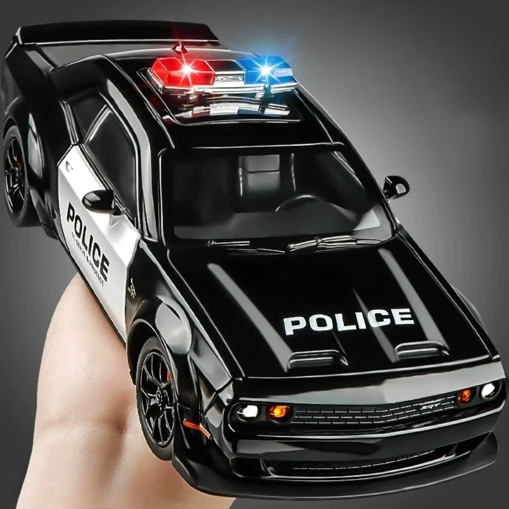 1:24 Hellcat Viper Alloy Police Cars Diecasts Models Toys Sound Light Pull Back Doors Opened Vehices Toy Boys Birthday Presents