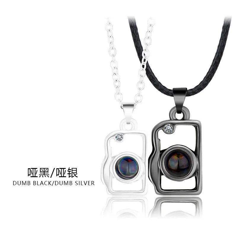 100 Languages I Love You Projection Necklace Hollow Sun Moon Heart Pendant Magnetic Necklace for Women Men Couple Jewelry Gift