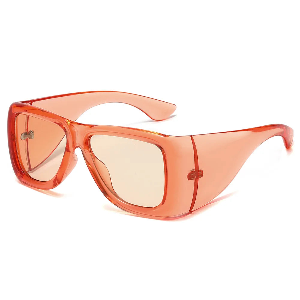 JNPCXI New Oversized Square Jelly Color Sunglasses Women Fashion Wide Legs UV400 Retro Men Trending Punk Outdoor Sun Glasses