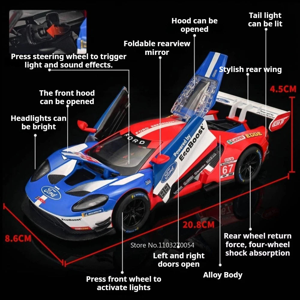 1:24 GT.MK Senna Miniature Model Diecast Alloy Car Toys Shock Absorption Doors Opened Sound Light Pull Back Vehcies Holiday Gift