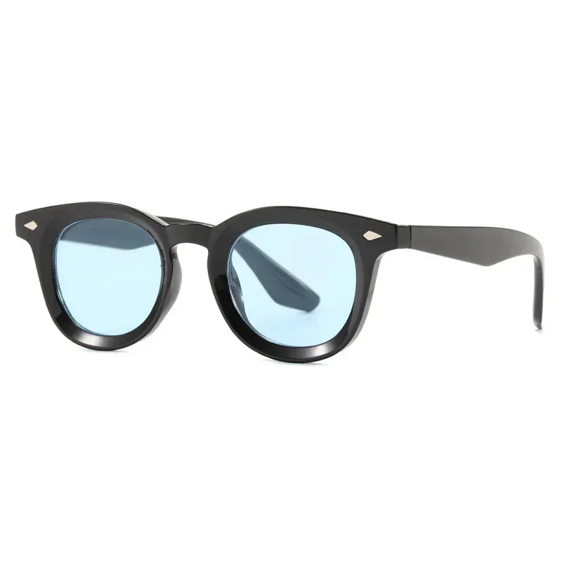 JNPCXI Retro Round Men Sunglasses Fashion Clear Ocean Lens Shades UV400 Women Trending Rivets Sun Glasses