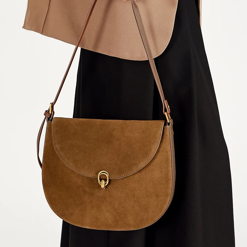 New Female Mini Matte cowhide leather Crossbody Bag Fashionable Versatile Shoulder Shell Handbag Lady Casual Phone Bag