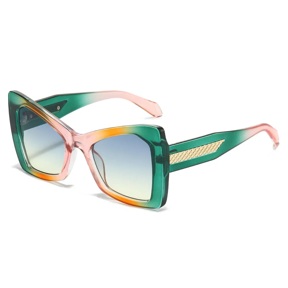 JNPCXI New Fashion Square Oversized Double Color Women Sunglasses Retro Gradient Lens Shades UV400 Men Trending Sun Glasses