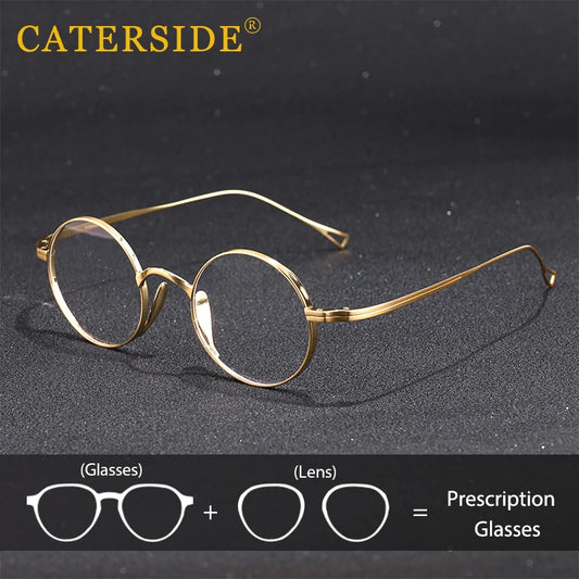 CATERSIDE Retro Men Round Glasses Ultralight Anti Blue Light Reading Optical Glasses Women Daily Eye Care Prescription Glasses