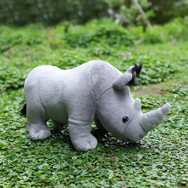 35cm Real Life Rhinoceros Plush Toy Stuffed Lifelike African Rhinos Wild Animals Doll Toys  For Kids Children Xmas Gift Decor