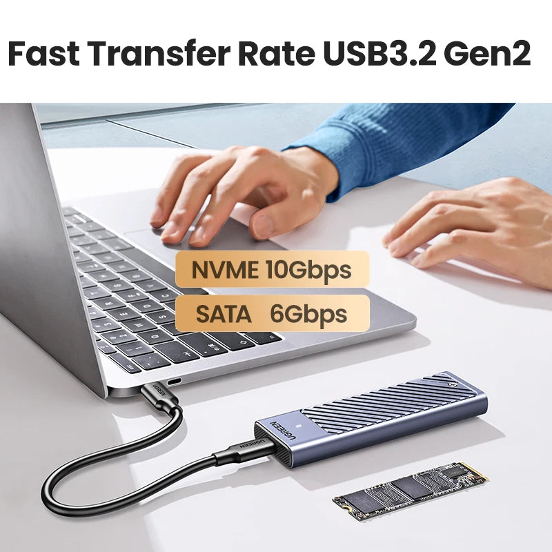 UGREEN M2 SSD Case M.2 NVMe SATA SSD Enclosure Adapter 10Gbps USB 3.2 Gen2 USB C