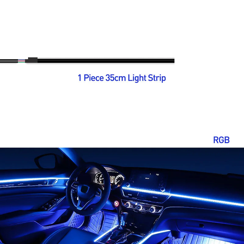 18 in 1 Car Ambient Light 64 Color Acrylic Strips 110cm 90cm 75cm 35cm 20cm Full Colors RGB Car Interior Bluetooth App Control