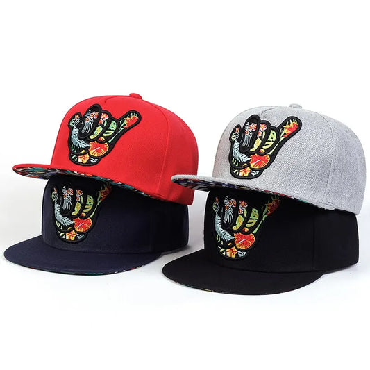 Unisex Colorful Shaka Fingers Embroidery Hats Outdoor Baseball Cap Sunscreen Hat
