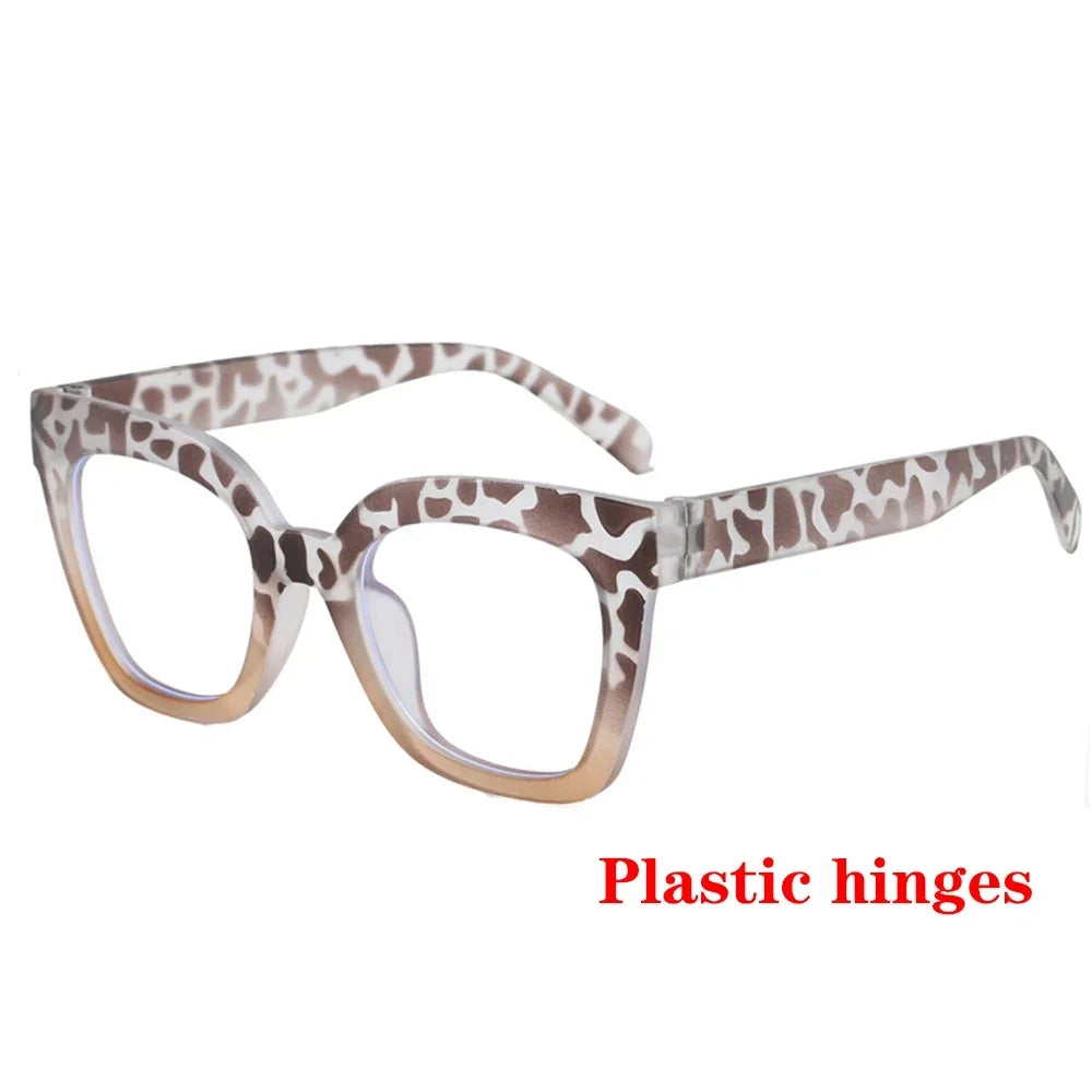 JNPCXI Fashion Glasses Frame for Women Anti-Blue Ray Fashion Lady's Orange Myopia Cat Eye Prescription Computer Glasses