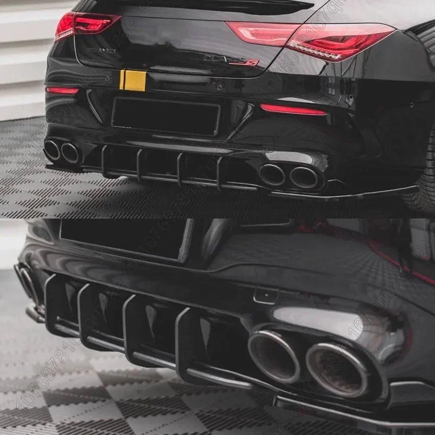 For Mercedes Benz CLA Class C118 CLA35 CLA45 AMG 2020-2024 Rear Bumper Diffuser Spoiler Splitter Lip Canard Body Kit ABS Black