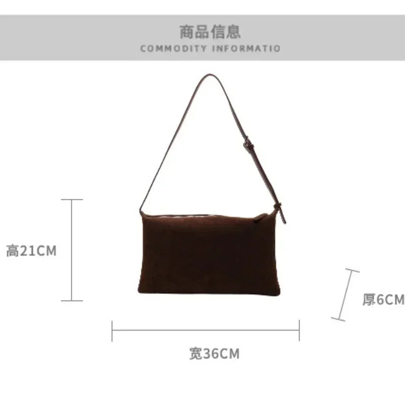 Women's Slouchy Vintage Frosted Suede Shoulder Underarm Bag Simple Tote Bag