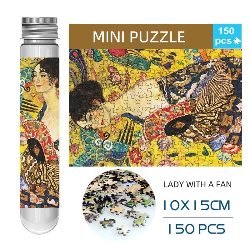 MaxRenard Jigsaw Puzzle 150pcs Mini Test Tube 15*10cm Travel Game World Famous Van Gogh Oil Paintings