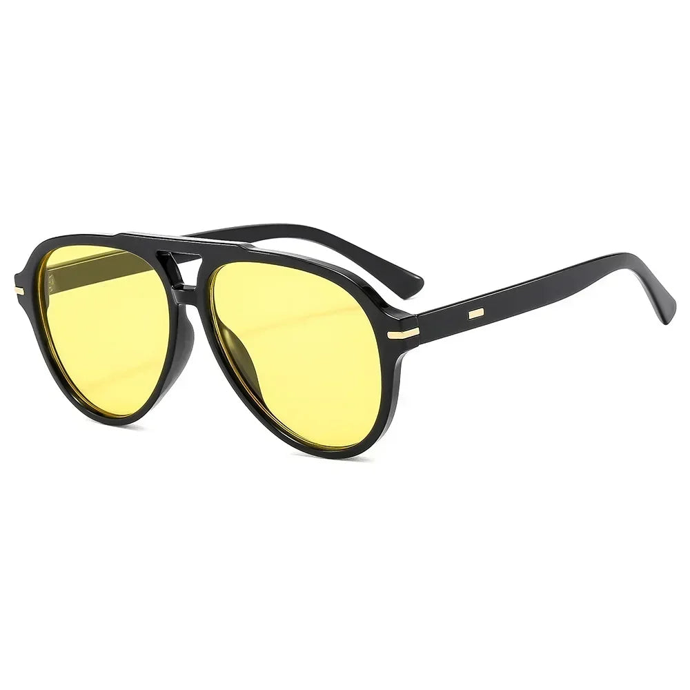 JNPCXI Square Pilot Shades Sunglasses Women Retro Red Vintage Double Bridge Sun Glasses Unisex Driving Eyewear
