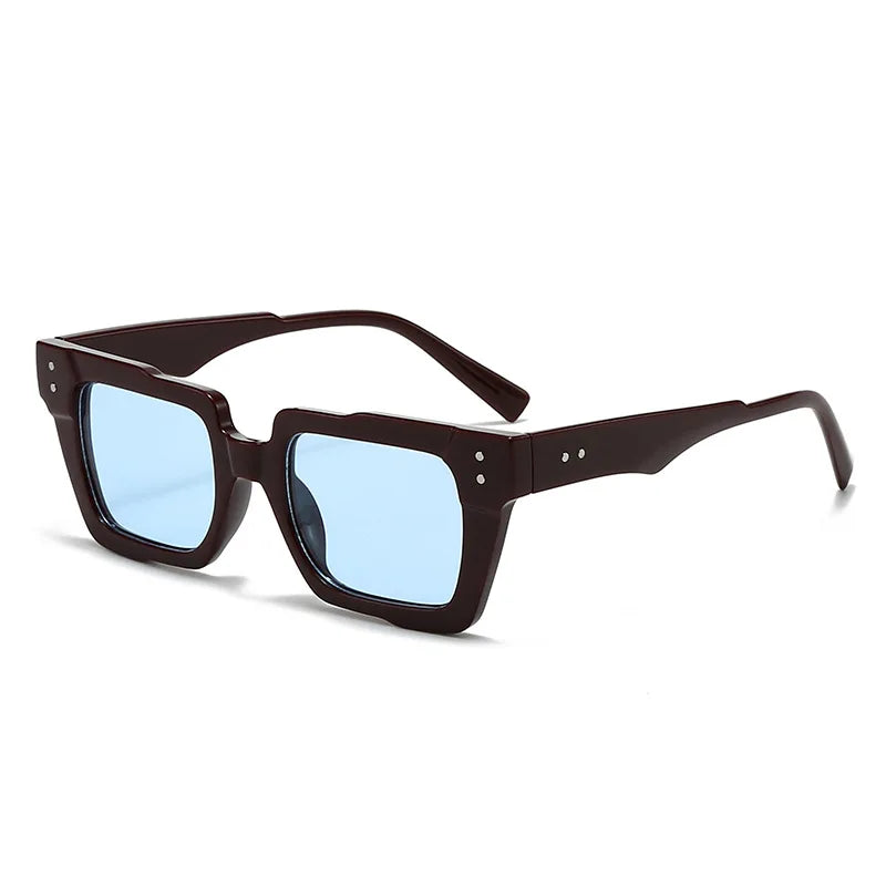 JNPCXI New Vintage Thick Leg Square Sunglasses Women Men Fashion Rice Nail Green Sun Glasses UV400