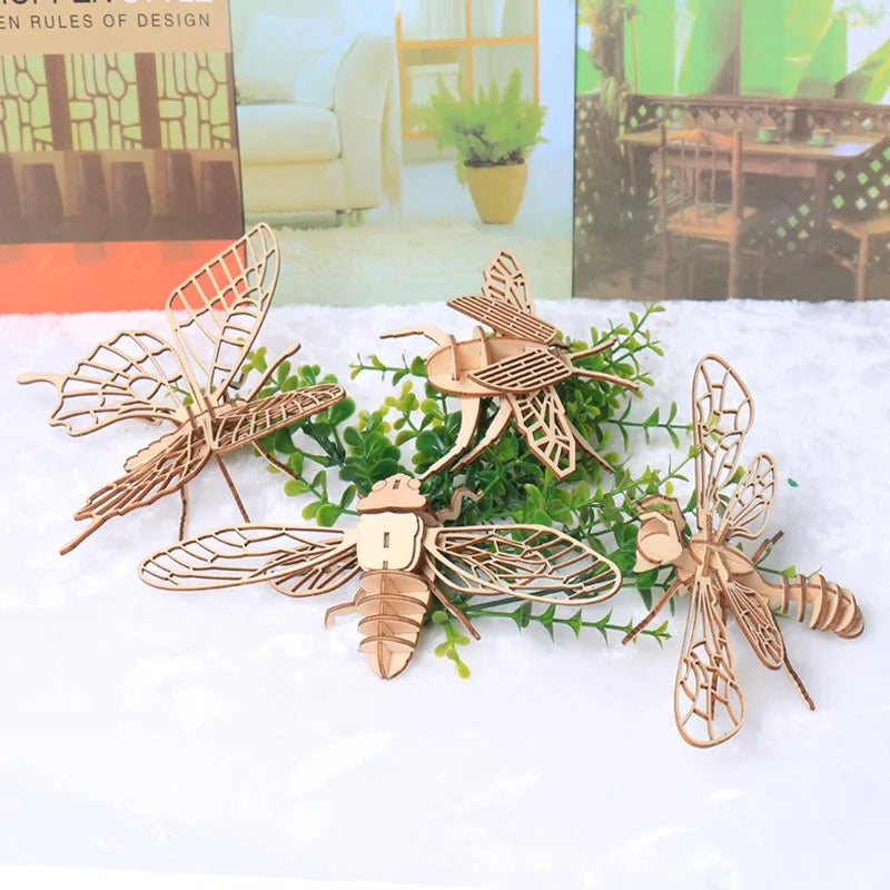 Wooden Multi-insect Three-dimensional 3D Puzzle Puzzle Toy Children's Advanced Educational Toy Creative Assembly Model