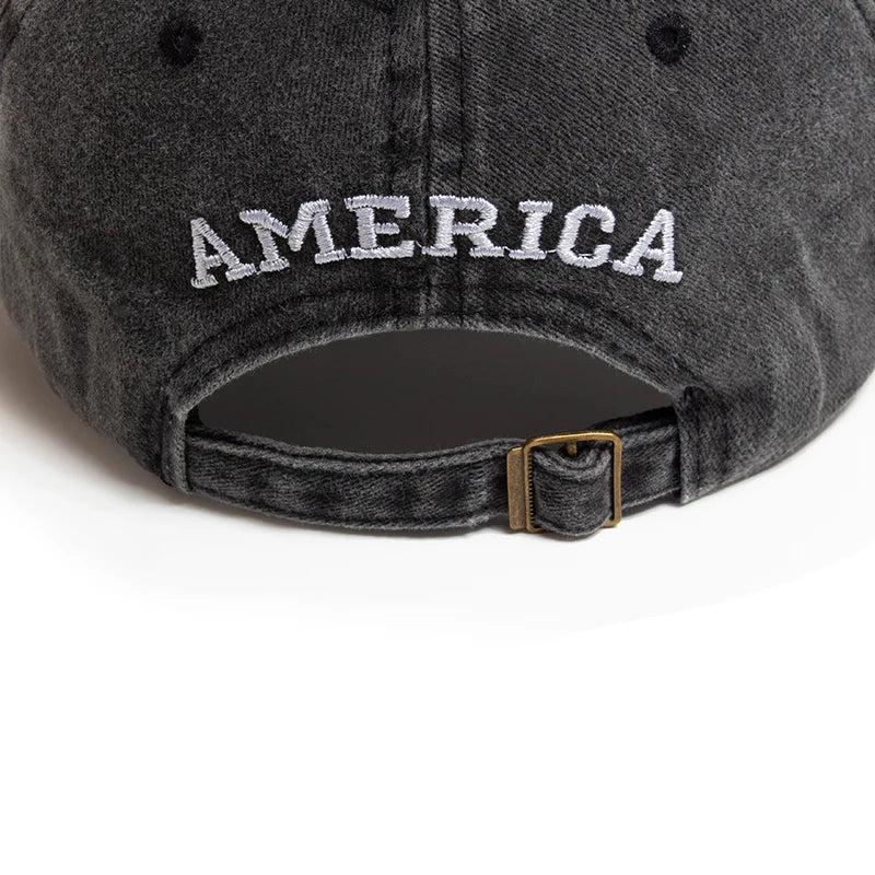 USA Flag Men's Baseball Cap Retro Embroidery Washed Cotton Dad Hats Fashion Hats