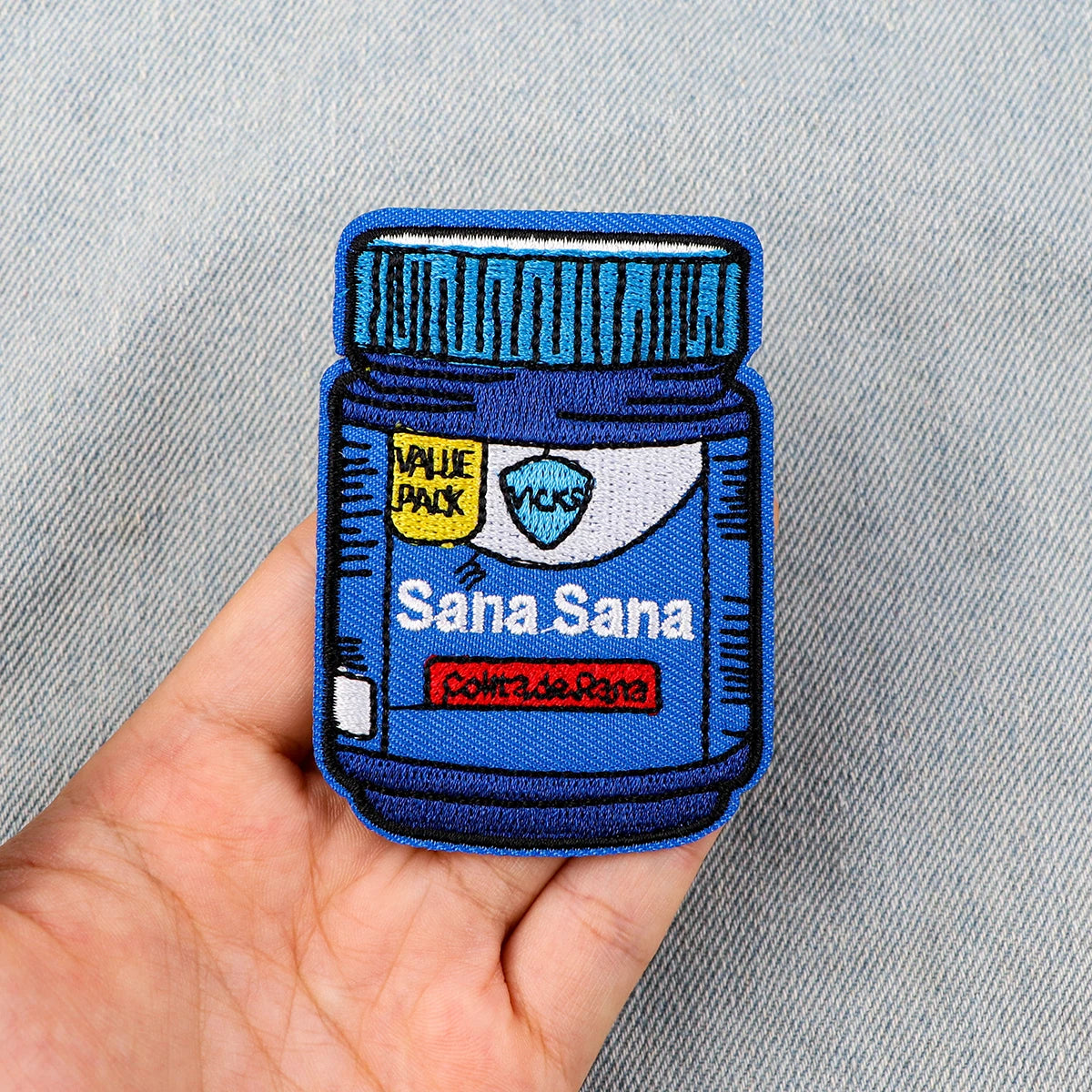 Medicine Bottle Embroidery Patch Spanish Culture Iron On Patches For Clothing Thermoadhesive Patches On Clothes DIY Sew Badges