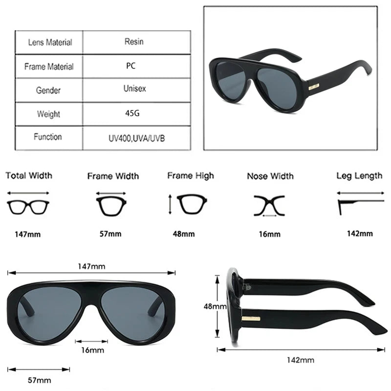 JNPCXI New Retro Large Sunglasses for Women Fashion Wide Legs Sun Glasses Gradient Color Glasses Goggles