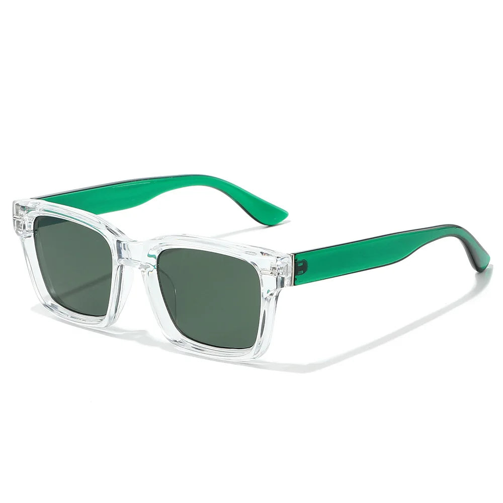 JNPCXI New Fashion Square Double Color Sunglasses Women Shades UV400 Retro Rivets Men Red Green Sun Glasses