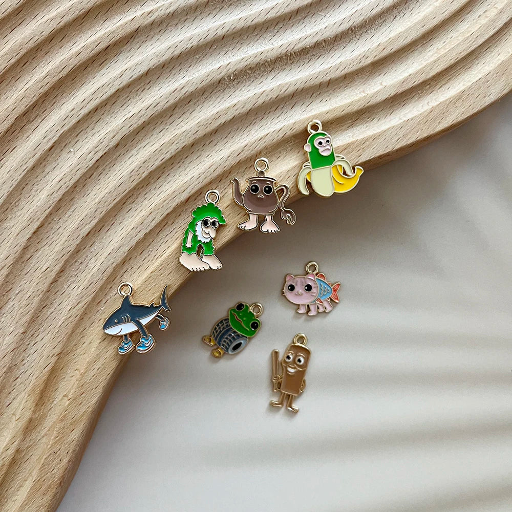 7Pcs/Set Enamel Cartoon Charms Pendants Classic Mountains Rivers Landscape Design for DIY Jewelry Making Necklace Earring
