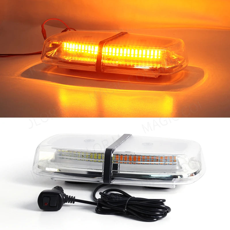 12V 24V Amber Yellow Truck Car Led Strobe Roof Lights Becaon Warning Emergency Rescue Magnetic Vehicle Ambulance 72SMD