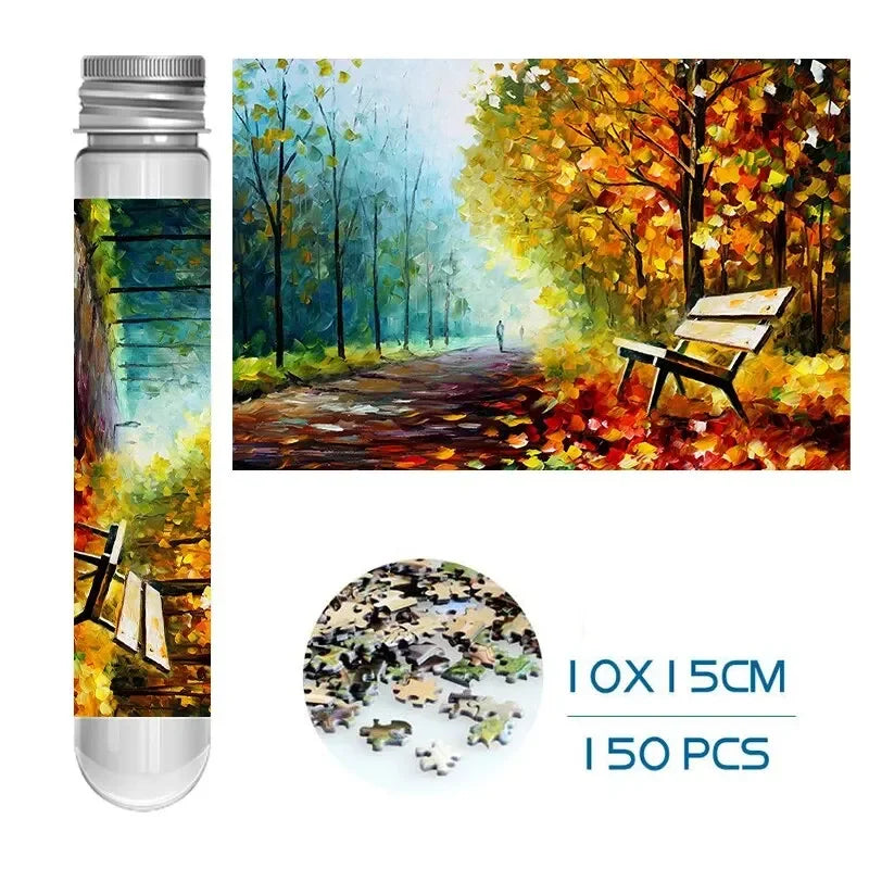 MaxRenard Jigsaw Puzzle Mini Pieces 150pcs Test Tube Family Game Portable Perfect for Home Decor and Relaxation Gift