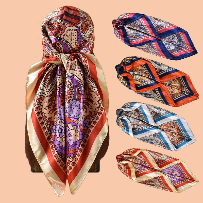 1PC Ladies Multicolored Peacock Feather Pattern Large Scarf Fashionable Wrap Headscarf for Travel Party Ladies Silk Scarf