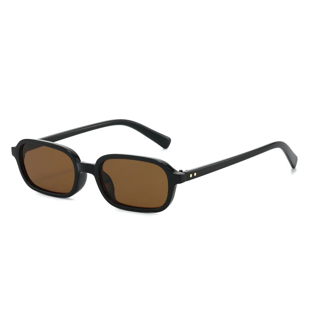 JNPCXI New Retro Small Rectangle Sunglasses Women Fashion Rivets Leopard Champagne Shades UV400 Men Punk Sun Glasses
