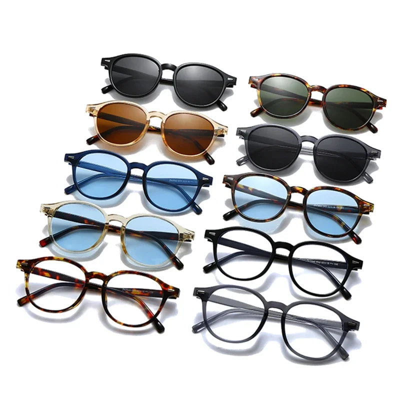 JNPCXI Vintage Round Rivets Punk Sunglasses Women Leopard Blue Shades UV400 Fashion Clear Ocean Lens Men Sun Glasses